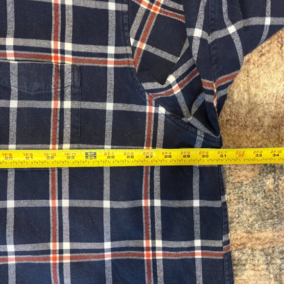 Lands' End Men's L/S Navy Blue Plaid Flagship Flannel Button-Down Shirt Top 4XL - Picture 7 of 9